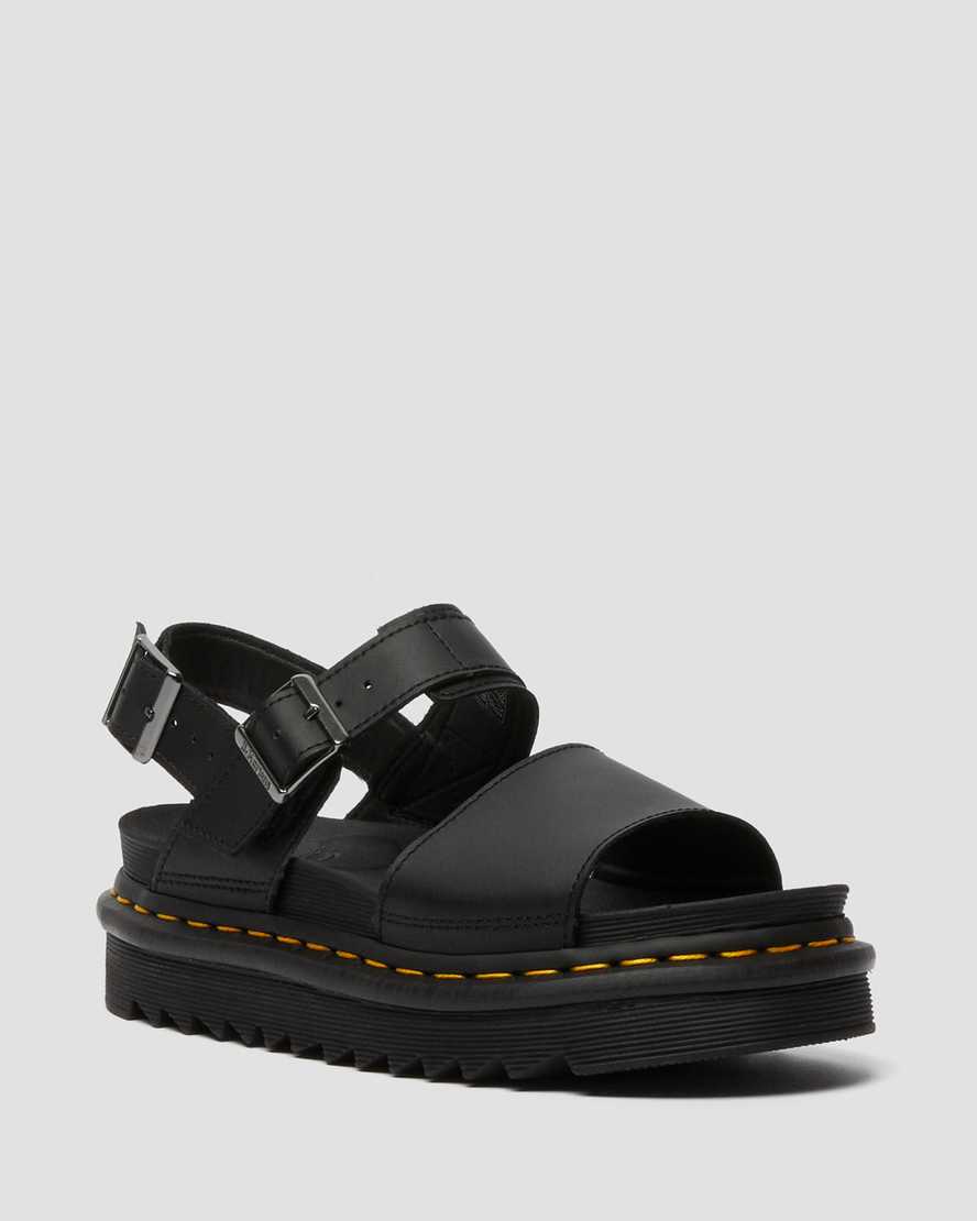 Dr. Martens Voss Deri Strap Kadın Dolgu Topuk Sandalet - Sandalet Siyah |FONDB4296|